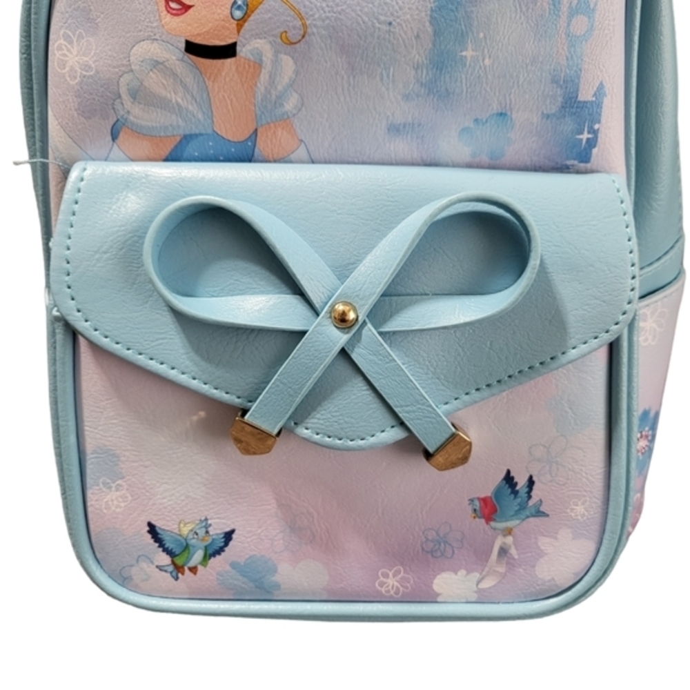 Disney Princess‎ Cinderella Mini Vegan Leather Backpack Blue 11" Bag - Picture 11 of 13